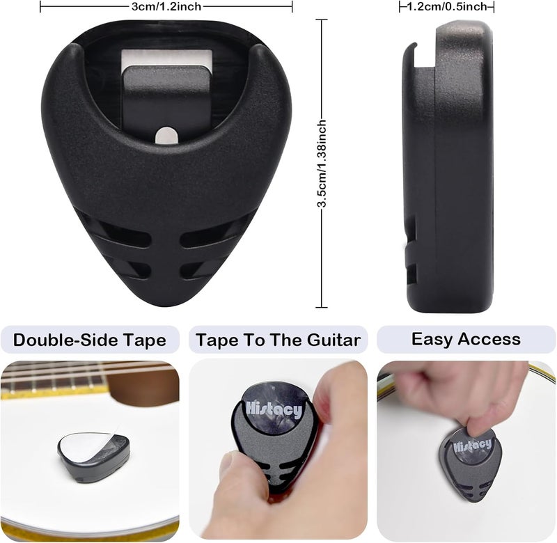 Histacy All Black Guitar Accessories Kit: Clip-On Tuner, 3-in-1 Capo, 30 Picks & Storage for Acoustic, Electric Guitar, Bass & Ukulele, All-in-One Perfect Guitar Gift Set for Men & Beginners & Pros - Image 5